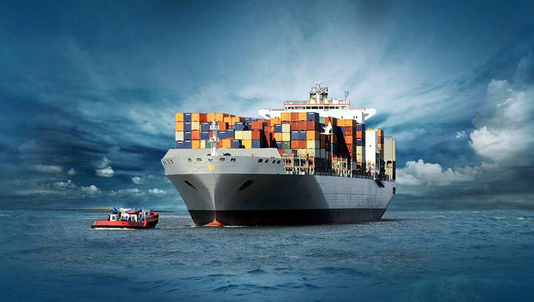 Container ship at sea